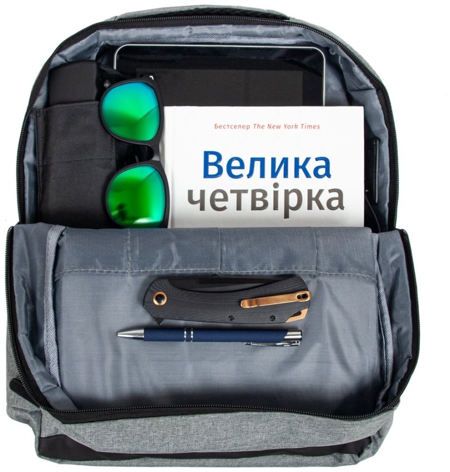 Текстильный рюкзак для мужчин на одно вместительное отделение Bordlite JBBP серого цвета 94319 modnotak фото №9