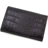 Чорний гаманець з натуральної шкіри з тисненням під крокодила Tony Bellucci (10756) - 4