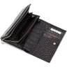 Чорний гаманець з натуральної шкіри з тисненням під крокодила Tony Bellucci (10756) - 6