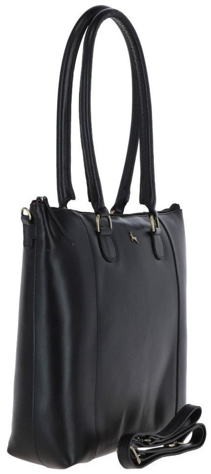 Кожаная деловая женская сумка с длинными ручками Ashwood 94419 черного цвета modnotak фото №4