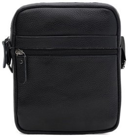 Городская мужская сумка из фактурной кожи через плечо Borsa Leather 104519 черная