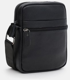 Городская мужская сумка из фактурной кожи через плечо Borsa Leather 104519 черная