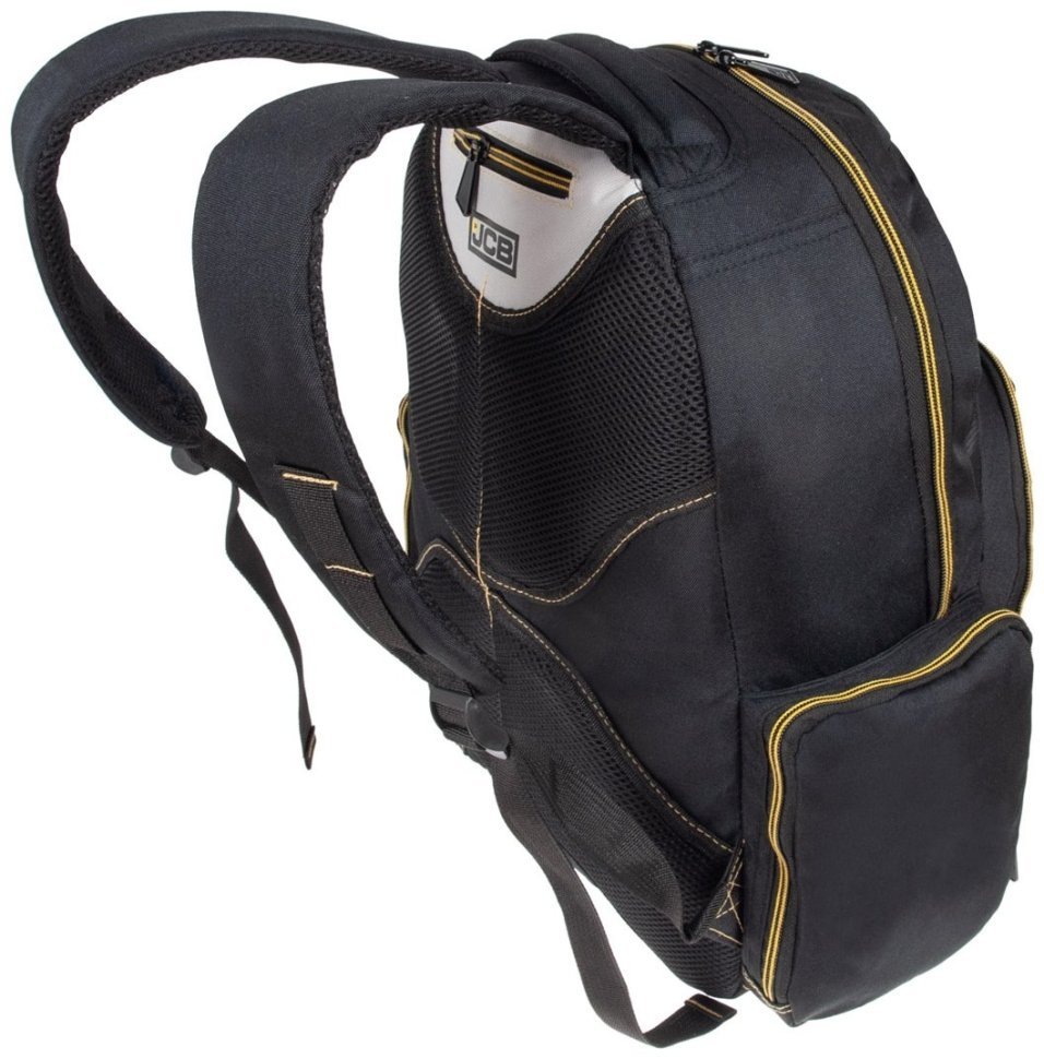 Вместительный мужской рюкзак до 30 литров из текстиля JCB BP17 черно-желтого цвета 94519 фото №6 Вместительный мужской рюкзак до 30 литров из текстиля JCB BP17 черно-желтого цвета 94519 modnotak фото №6