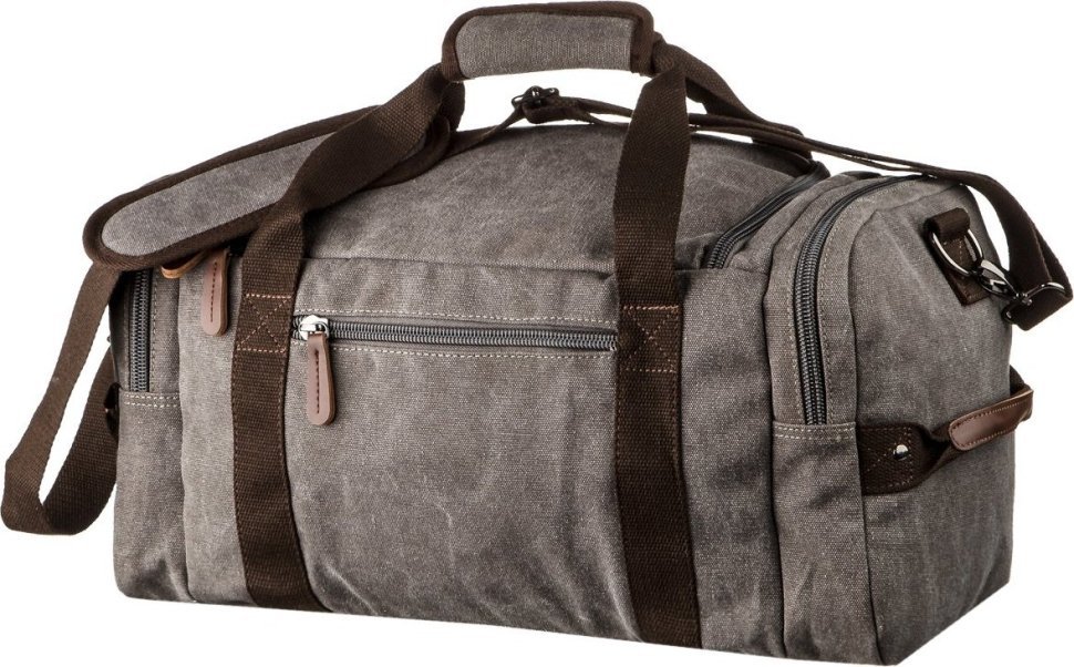 Сіра дорожня сумка з текстилю з ремінцем на плече Vintage (20191)