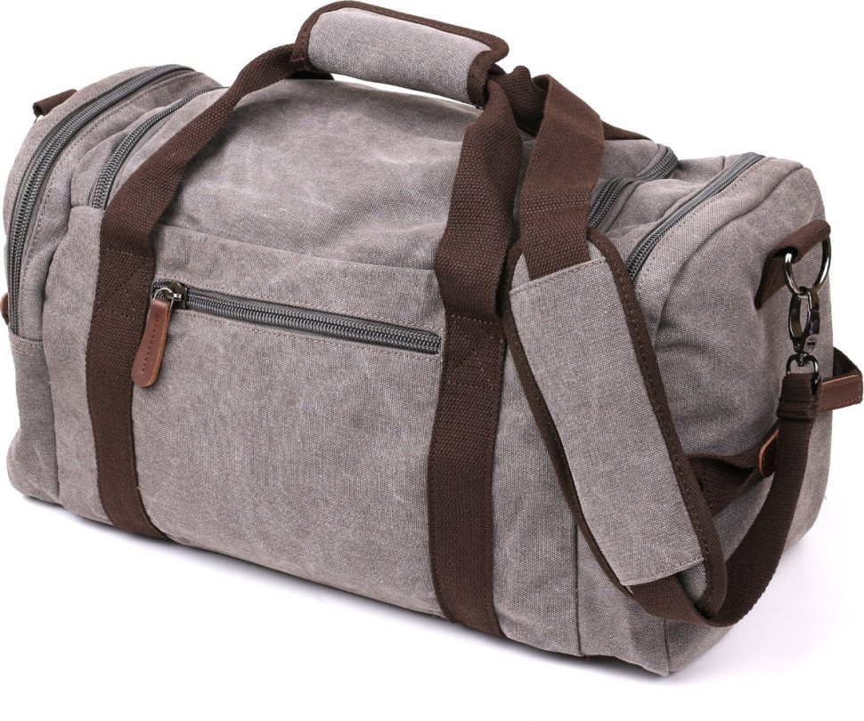 Сіра дорожня сумка з текстилю з ремінцем на плече Vintage (20191)