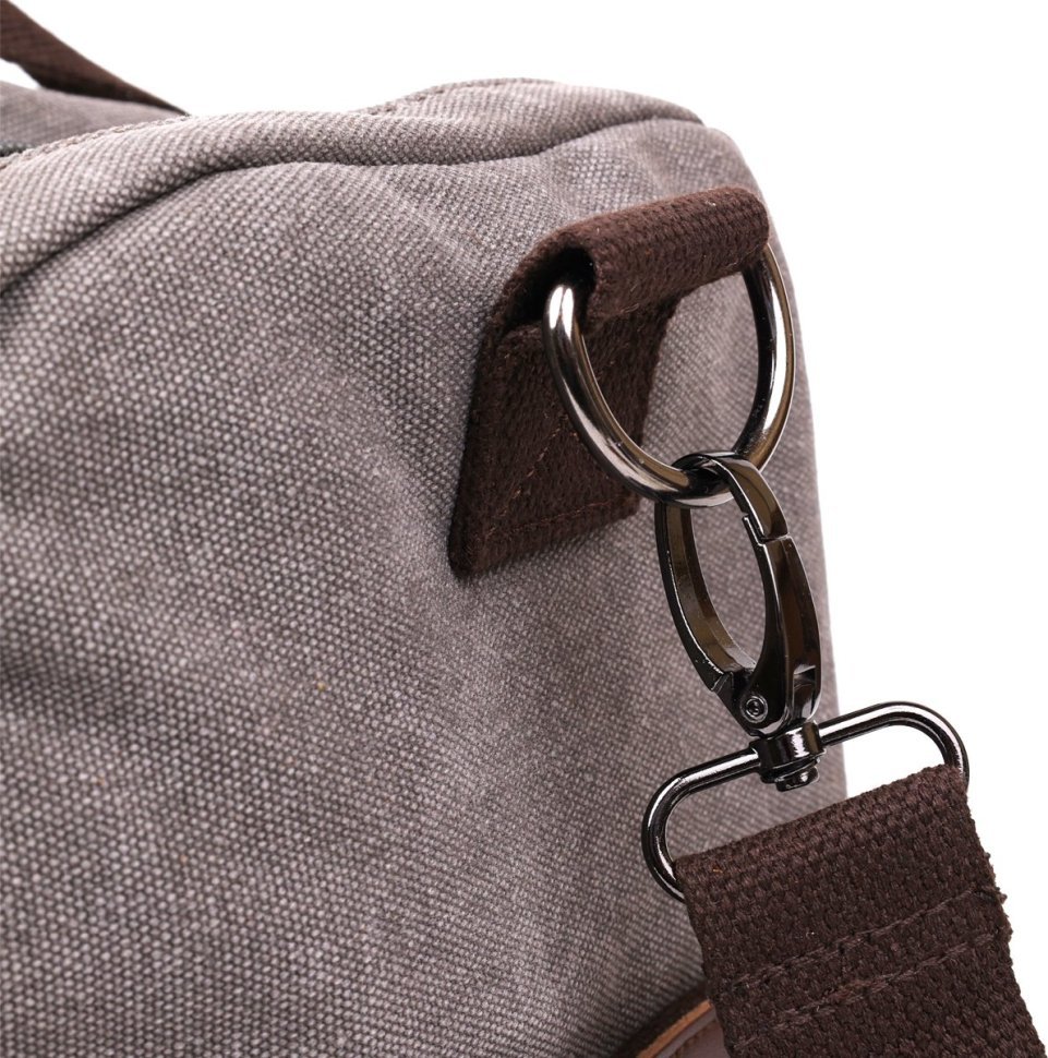 Серая дорожная сумка из текстиля с ремешком на плечо Vintage (20191)