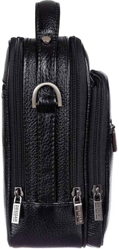 Черная мужская сумка-барсетка из мягкой кожи флотар Desisan (19110)