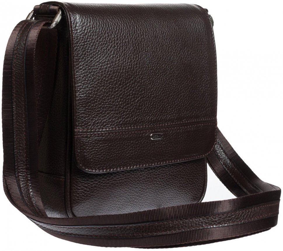 Темно-коричневая сумка через плечо из фактурной кожи Desisan (417-09)
