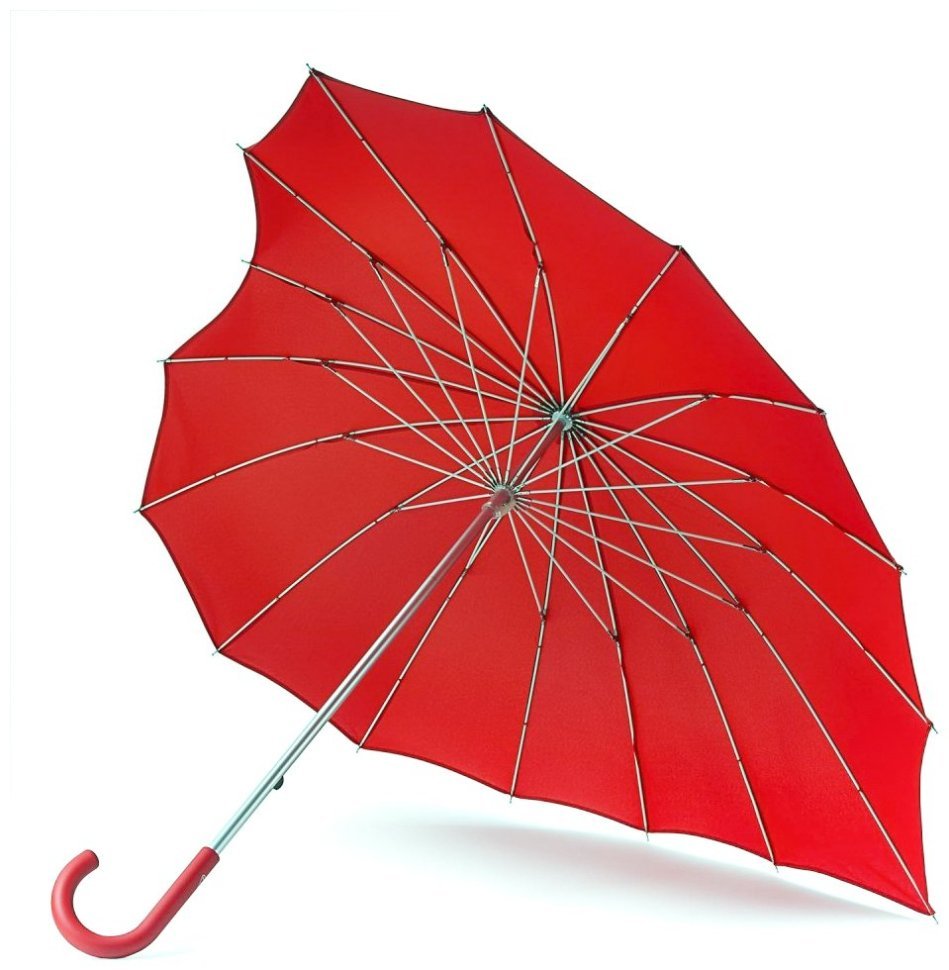 Зонт женский Fulton Heart Walker-1 UV L909 Red (Трость, механика, форма сердца, UPF 50+, красный цвет) 94919 modnotak фото №3