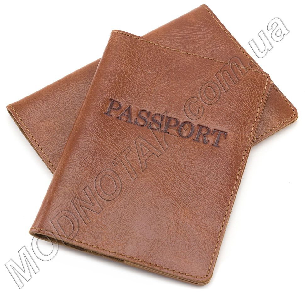 Шкіряна обкладинка під паспорт рудого кольору ST Leather (17749)