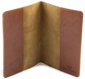 Шкіряна обкладинка під паспорт рудого кольору ST Leather (17749)