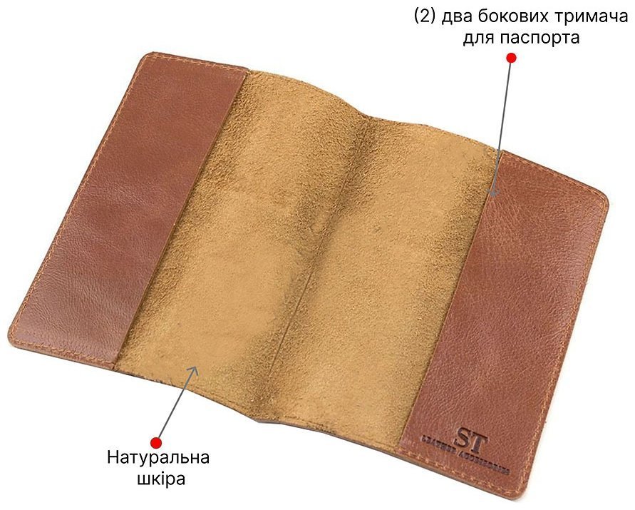Кожаная обложка под паспорт рыжего цвета ST Leather (17749) modnotak фото №4