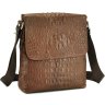 Мужская коричневая сумка-планшет из натуральной кожи с фактурой под крокодила Bexhill (21216) - 1
