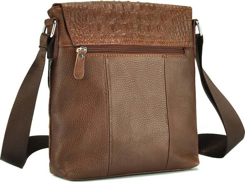 Мужская коричневая сумка-планшет из натуральной кожи с фактурой под крокодила Bexhill (21216)