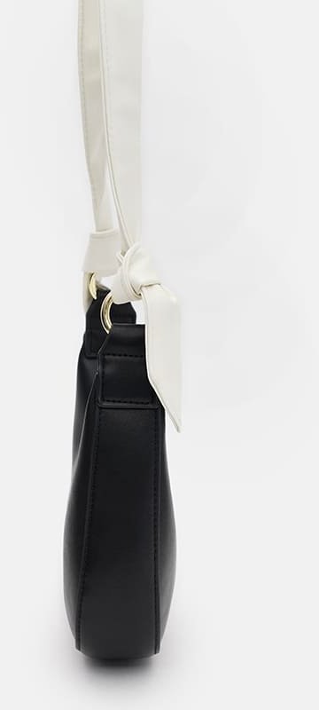Маленькая женская кожаная сумка хобо в черном цвете Keizer (56019)