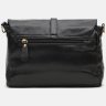 Недорога жіноча шкіряна сумка на плече чорного кольору з фіксацією на клапан Borsa Leather (21264) - 3
