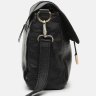 Недорога жіноча шкіряна сумка на плече чорного кольору з фіксацією на клапан Borsa Leather (21264) - 4