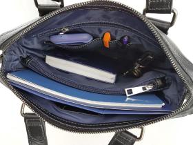 Шкіряна чоловіча сумка під формат А4 синього кольору VATTO (11761) - 2