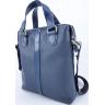 Шкіряна чоловіча сумка під формат А4 синього кольору VATTO (11761) - 3