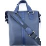 Шкіряна чоловіча сумка під формат А4 синього кольору VATTO (11761) - 6