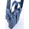 Кожаная мужская сумка под формат А4 синего цвета VATTO (11761) - 7