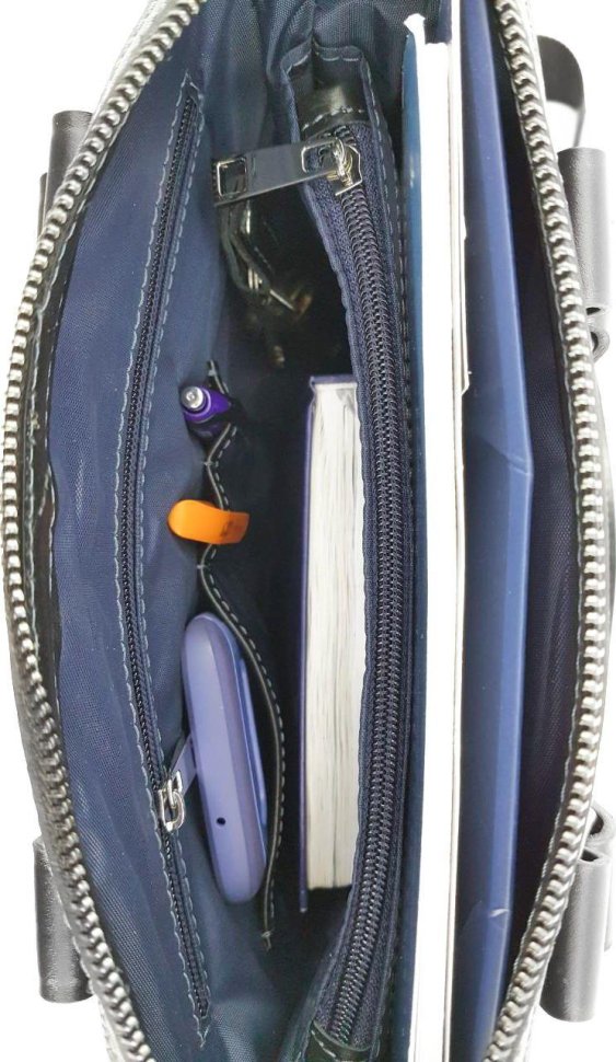 Кожаная мужская сумка под формат А4 синего цвета VATTO (11761)