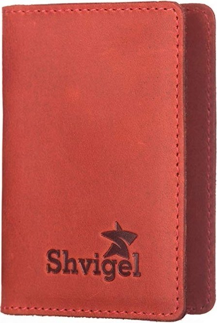 Червона жіноча кредитниця компактного розміру із вінтажної шкіри SHVIGEL (2415305)