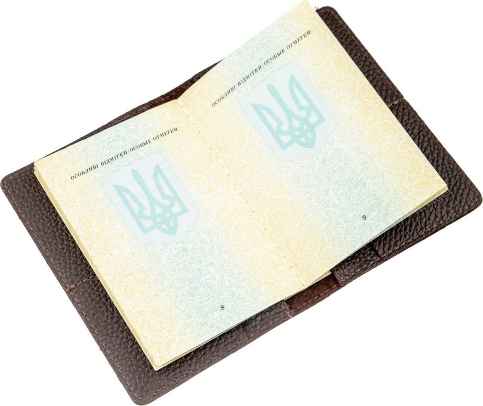 Качественная обложка для паспорта из темно-коричневой натуральной кожи Shvigel (2413960)