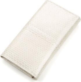 Вместительный кошелек белого цвета из кожи морской змеи SNAKE LEATHER (024-18152)
