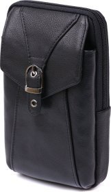 Чоловіча шкіряна сумка на пояс у чорному кольорі Vintage (2420482)
