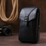 Мужская маленькая кожаная сумка на пояс в черном цвете Vintage (2420482) - 6