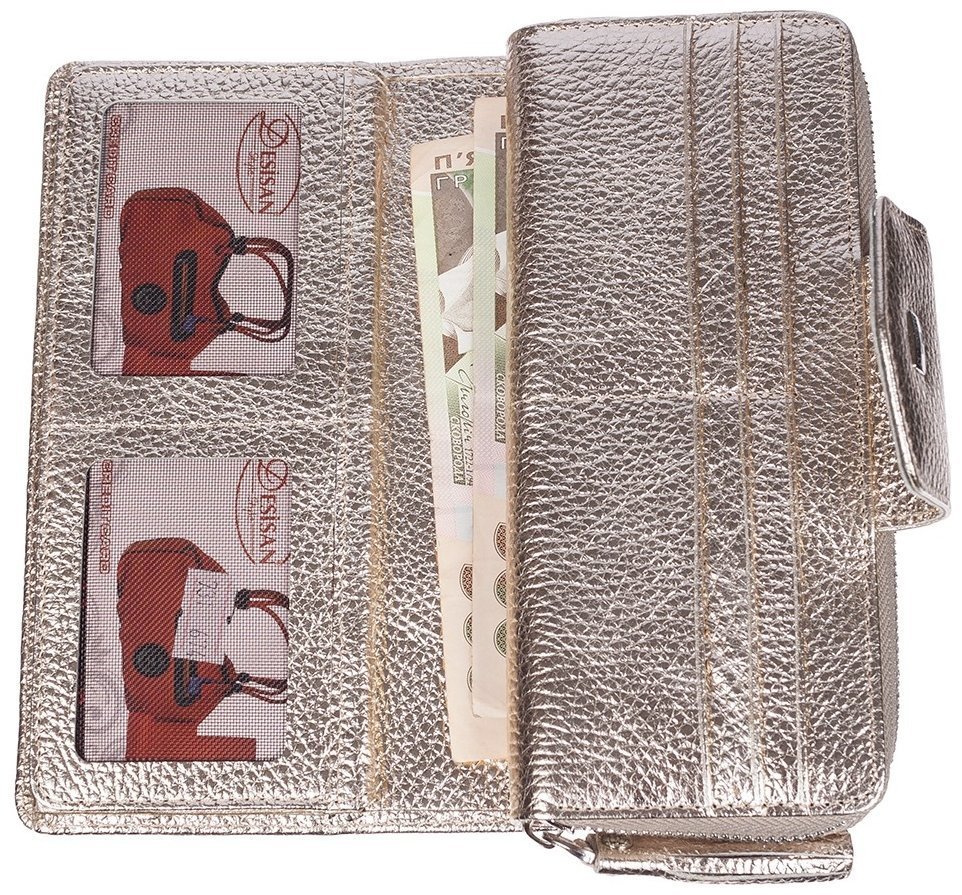 Женский кошелек из фактурной кожи на 2 отделения Desisan 107219 золотистого цвета modnotak фото №3