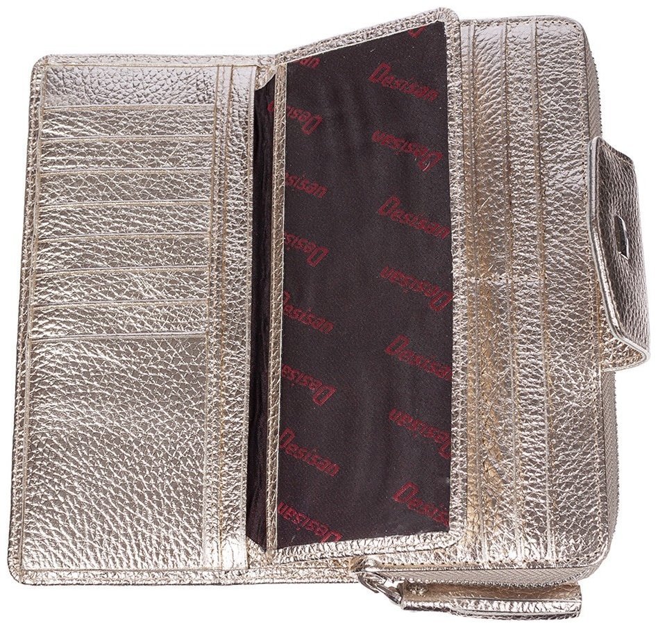 Женский кошелек из фактурной кожи на 2 отделения Desisan 107219 золотистого цвета modnotak фото №4