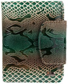 Лакований жіночий гаманець із натуральної шкіри з текстурою під рептилію Desisan 107319 на кнопці