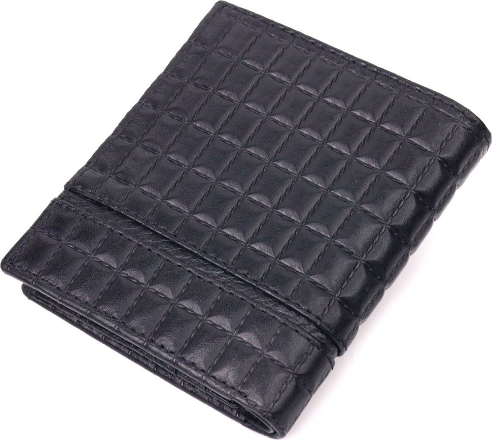 Чорне чоловіче портмоне з натуральної стьобаної шкіри KARYA (2421321)