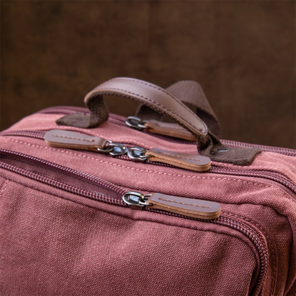 Малиновий жіночий текстильний рюкзак на два відділення Vintage (20615)
