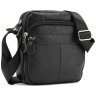 Мужская маленькая сумка на плечо из натуральной зернистой кожи черного цвета Tiding Bag 77519 - 3