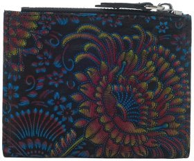 Компактний жіночий гаманець зі шкіри із візерунком квітів Desisan 107819 на кнопці синього кольору