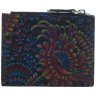 Компактный женский кошелек из кожи с узором цветов Desisan 107819 на кнопке синего цвета фото №2 Компактный женский кошелек из кожи с узором цветов Desisan 107819 на кнопке синего цвета modnotak фото - 2
