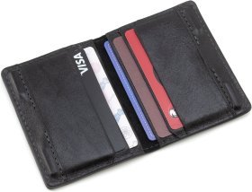 Черная кожаная обложка для автодокументов на магнитах Grande Pelle 67819