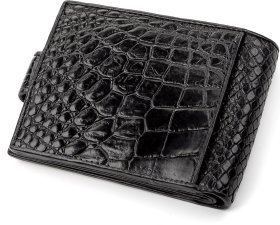 Классический черный кошелек из натуральной крокодиловой кожи CROCODILE LEATHER (024-18209)