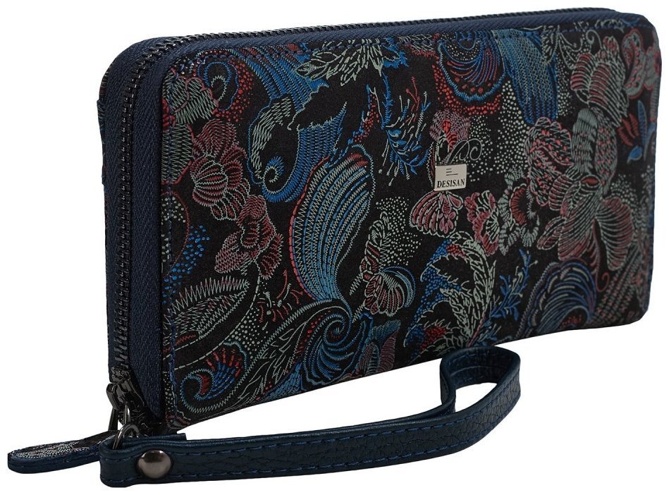Большой женский кошелек из натуральной кожи с цветочным принтом Desisan 107919 разноцветный modnotak фото №2