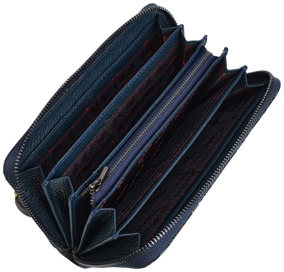 Большой женский кошелек из натуральной кожи с цветочным принтом Desisan 107919 разноцветный modnotak фото №4