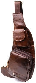 Вместительная повседневная мужская сумка из натуральной кожи коричневого цвета Vintage 98119