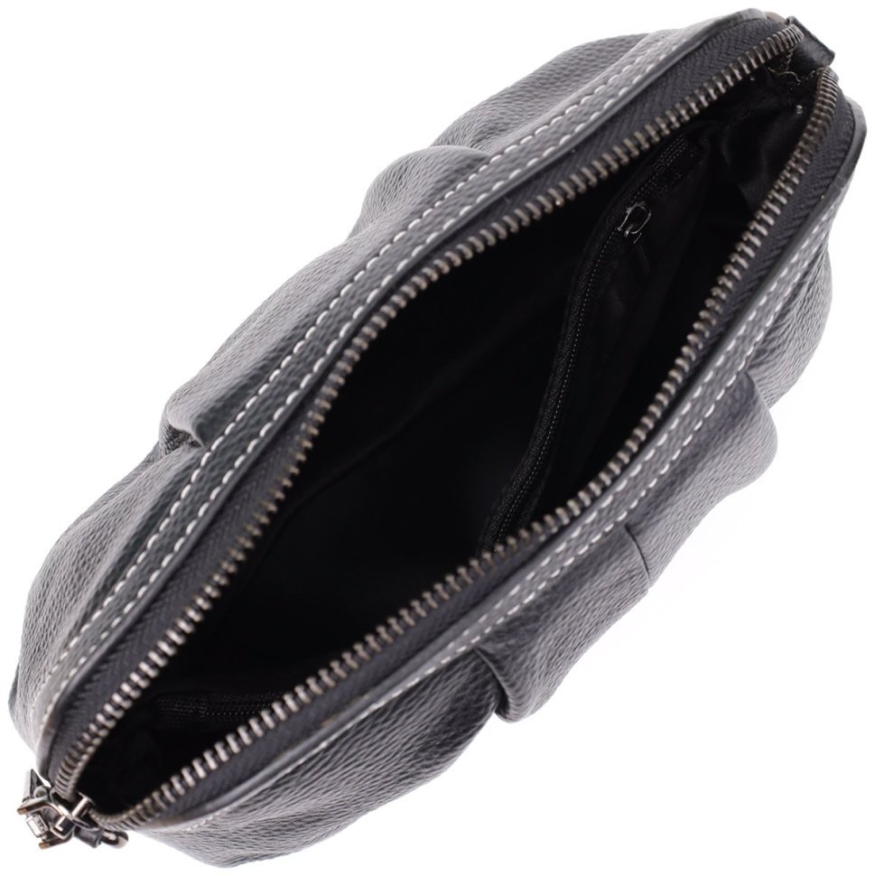 Повсякденна жіноча сумка з фактурної шкіри з драпіруванням через плече Vintage 98219 чорного кольору фото №5 Повсякденна жіноча сумка з фактурної шкіри з драпіруванням через плече Vintage 98219 чорного кольору modnotak фото №5