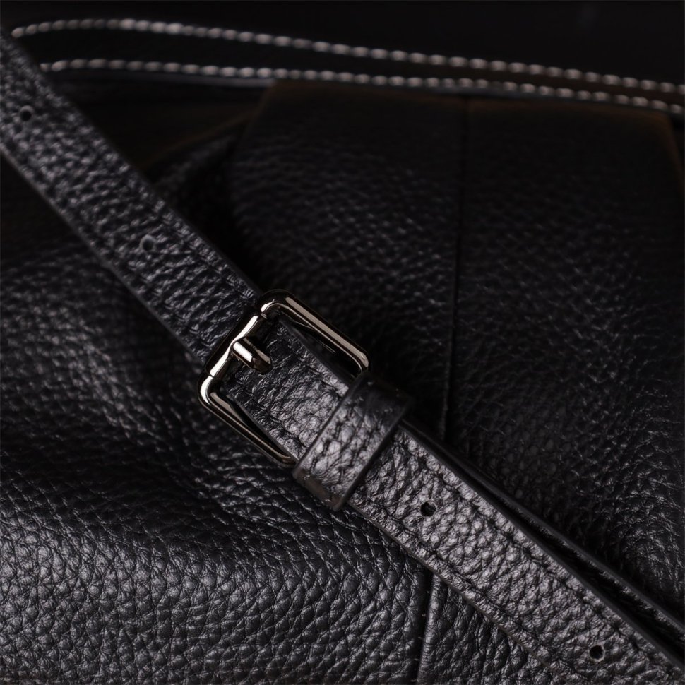 Повсякденна жіноча сумка з фактурної шкіри з драпіруванням через плече Vintage 98219 чорного кольору фото №9 Повсякденна жіноча сумка з фактурної шкіри з драпіруванням через плече Vintage 98219 чорного кольору modnotak фото №9