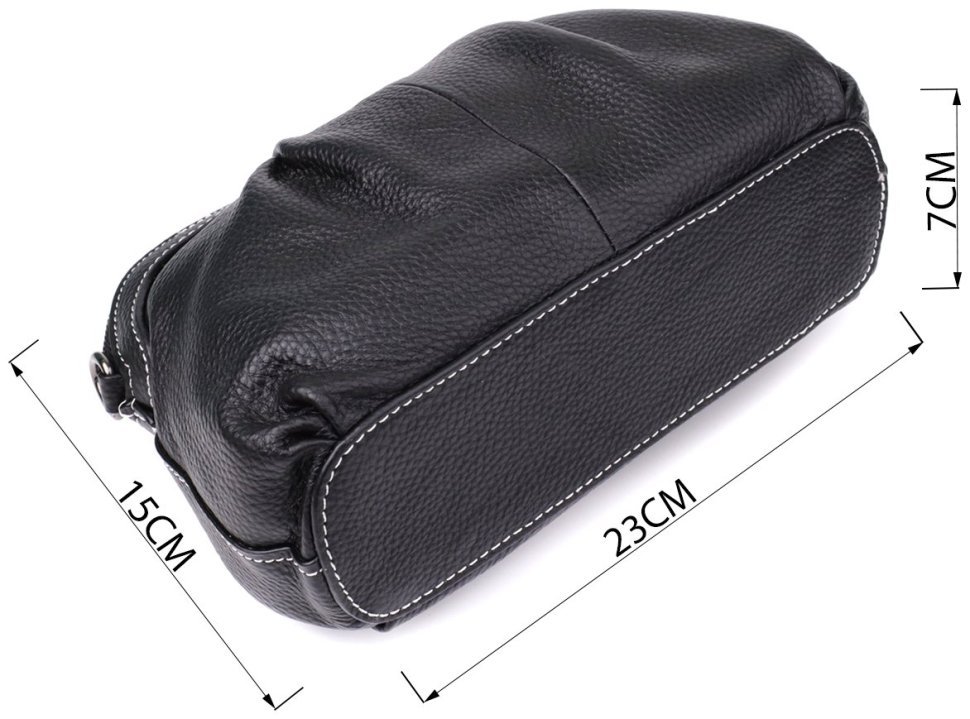 Повсякденна жіноча сумка з фактурної шкіри з драпіруванням через плече Vintage 98219 чорного кольору фото №10 Повсякденна жіноча сумка з фактурної шкіри з драпіруванням через плече Vintage 98219 чорного кольору modnotak фото №10