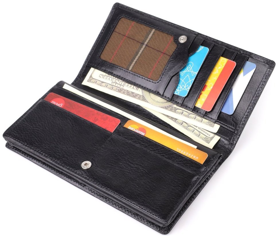 Большой женский кошелек из гладкой кожи с монетницей на молнии Tony Perotti черного цвета 108519 фото №6 Большой женский кошелек из гладкой кожи с монетницей на молнии Tony Perotti черного цвета 108519 modnotak фото №6