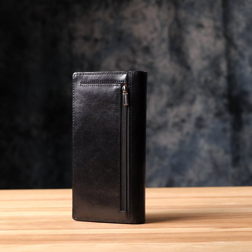 Большой женский кошелек из гладкой кожи с монетницей на молнии Tony Perotti черного цвета 108519 фото №9 Большой женский кошелек из гладкой кожи с монетницей на молнии Tony Perotti черного цвета 108519 modnotak фото №9