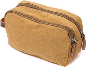 Текстильная мужская барсетка песочного цвета на две молнии Vintage 2422232